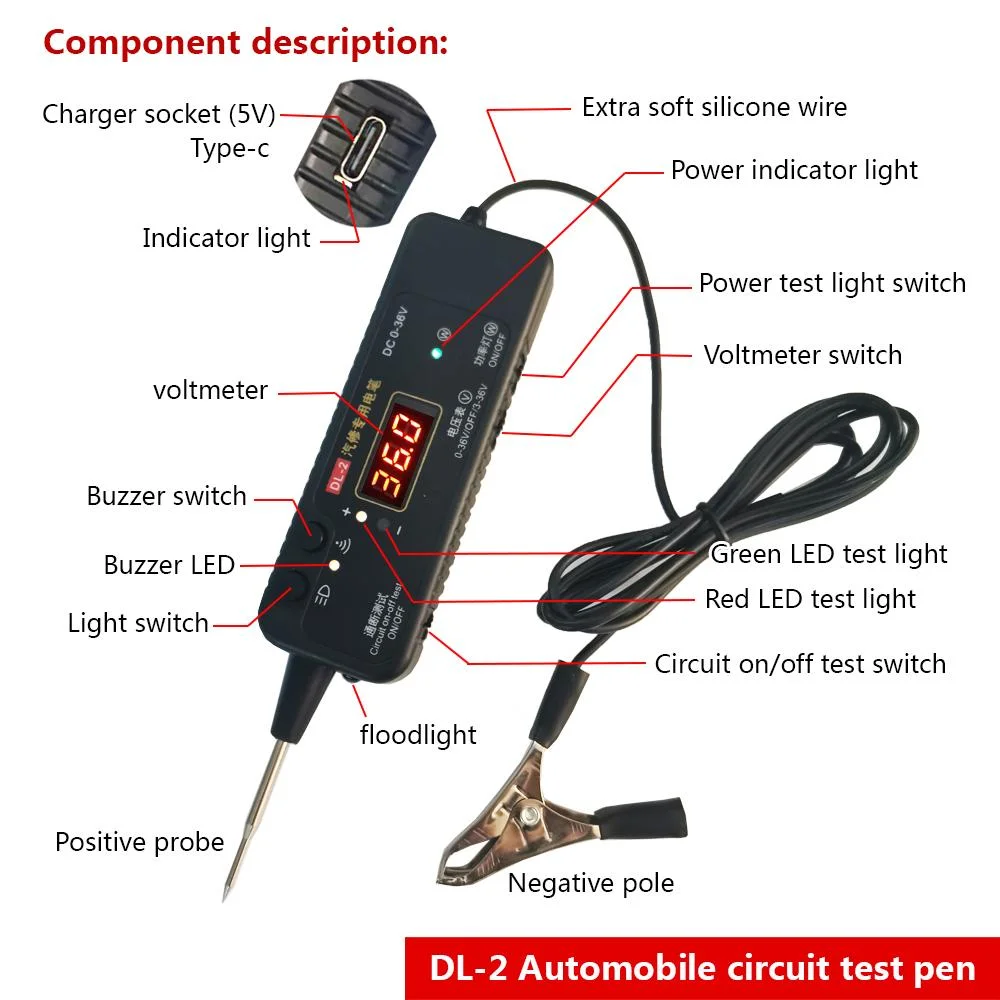 Upgrade New Auto Circuit Tester DC 0-36V Vehicle Pulse Sensor Signal LED Light Testing Pen Probe Car Power Voltmeter