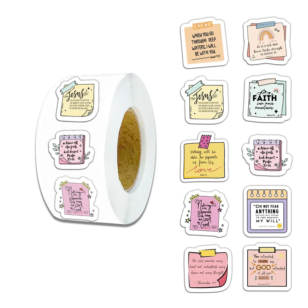 500PCS Bible Notes Roll Stickers Creative and Exquisite Handbooks Materials for Phone Cases Laptops Suitcases Waterproof Sticker