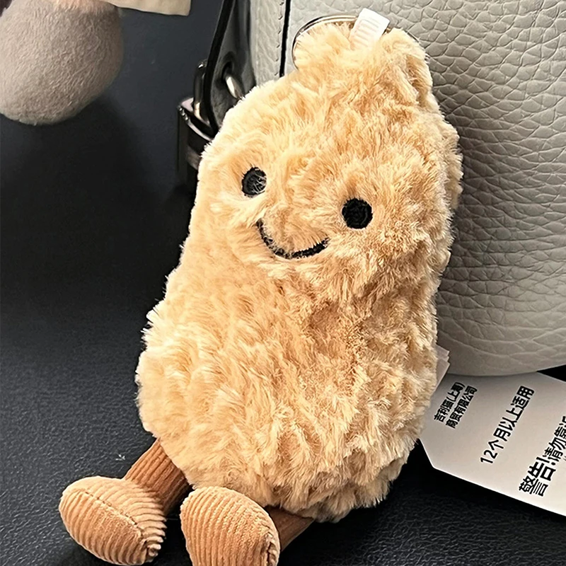 LLavero de muñeco de peluche suave de pequeño cacahuete, colgante de bolsa de Animal de dibujos animados, juguetes para niños, llaveros de coche, joyería colgante para hombres y mujeres