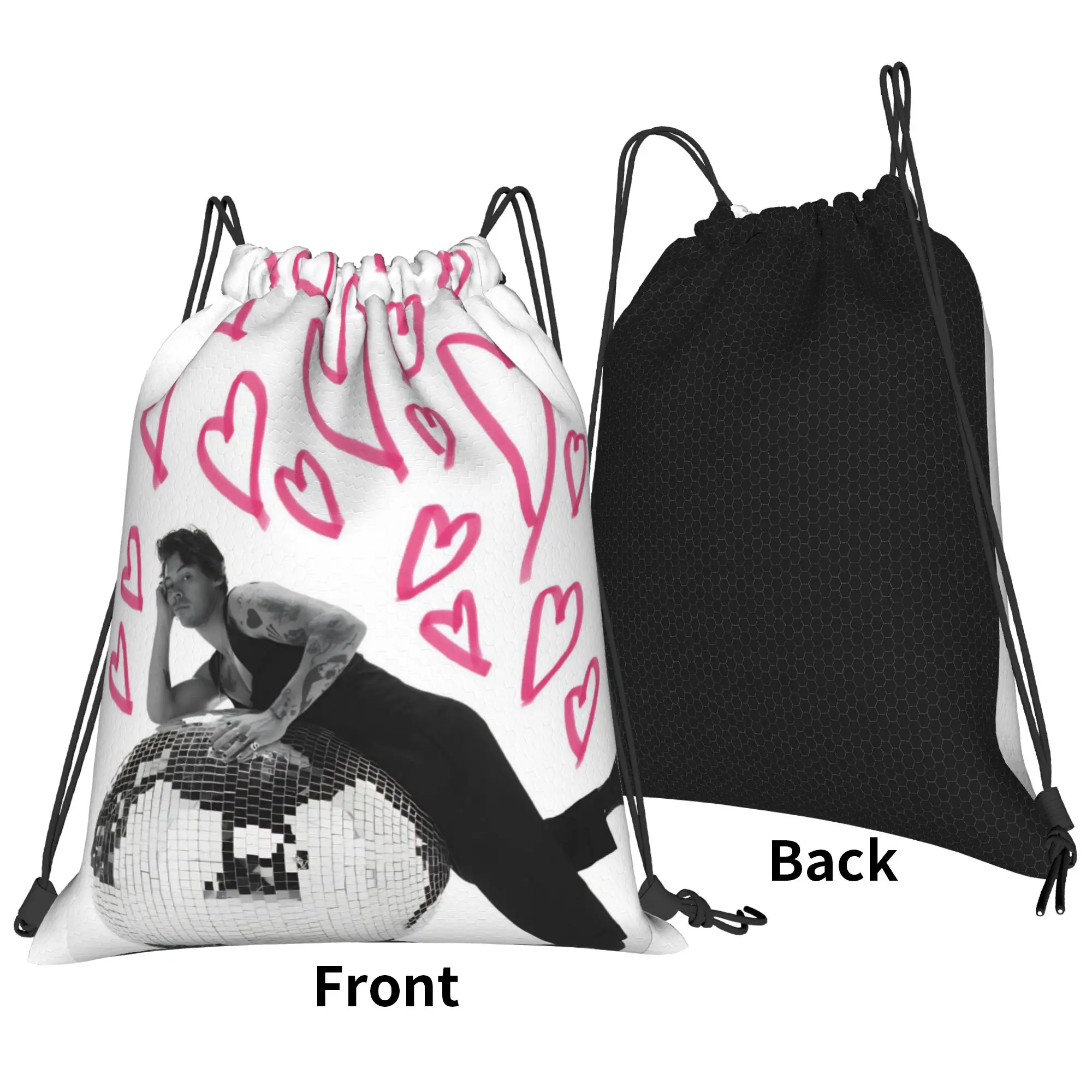 Kiss All The Time Disco Drawstring Backpack Sports Gym Sackpack Harrys Music Styles  String Bags for Cycling 36cm (W) x 43cm (H)
