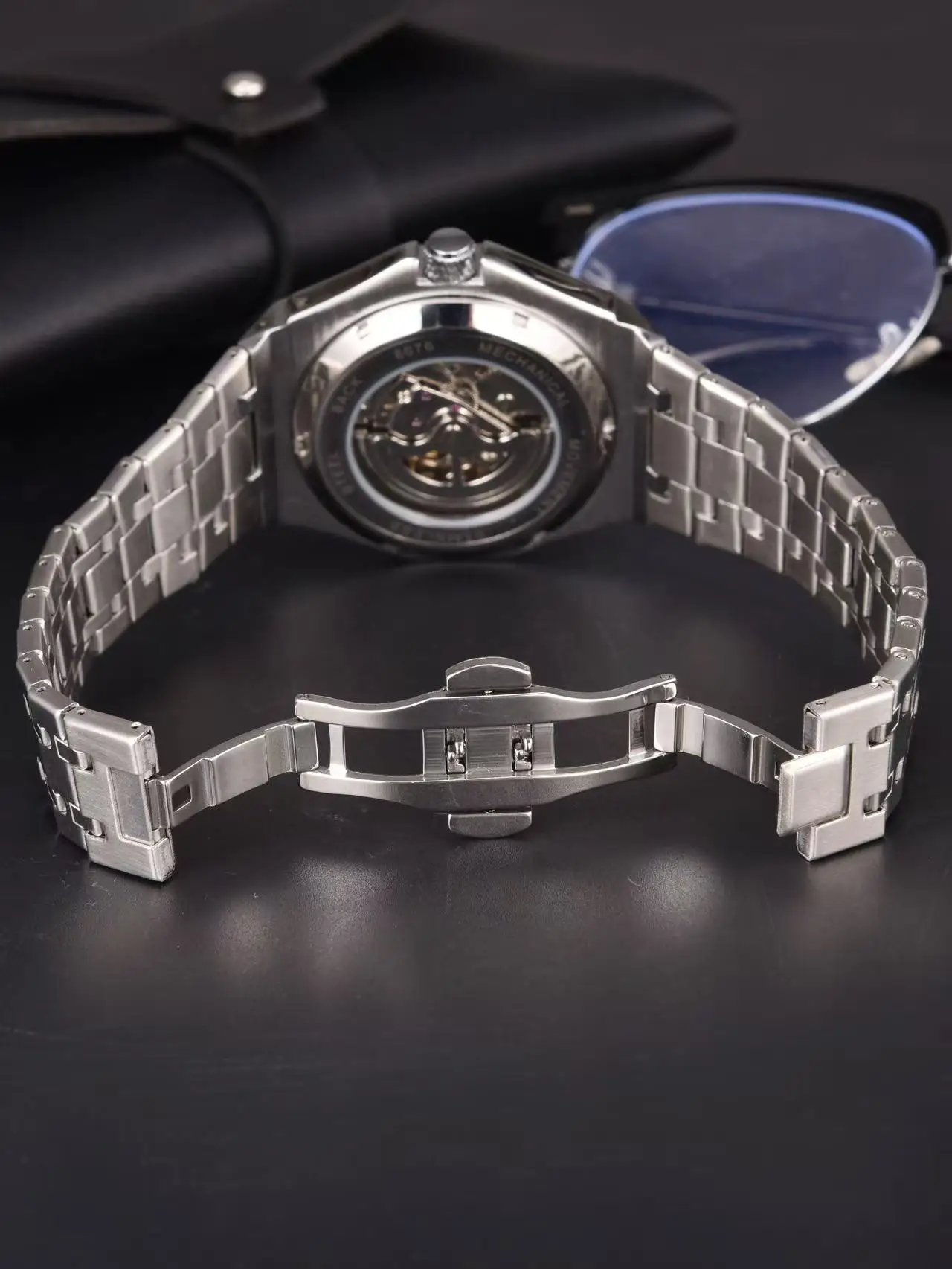 Reloj Automático LONGLUX para hombre, relojes mecánicos de lujo, esqueleto resistente al agua, moda de negocios, venta al por mayor, reloj de regalo de acero inoxidable