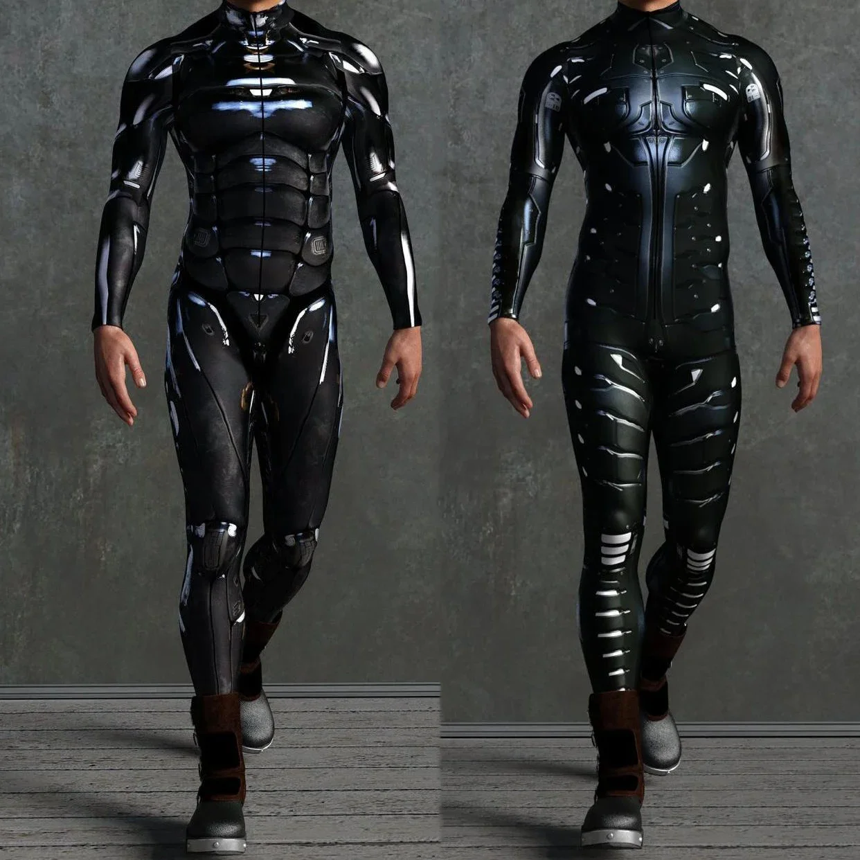 Macacão de armadura mecânica CyberPunk para homens e mulheres Cosplay Halloween Party, bodysuits elásticos, traje de caveira, macacão Steampunk