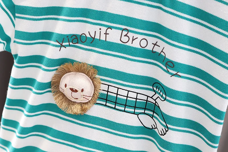 Baby Boy Clothes Toddler Summer Outfits for Boys 9 To 12 Months Cartoon Lion Striped Short Sleeve T-shirts and Shorts Kids Suit