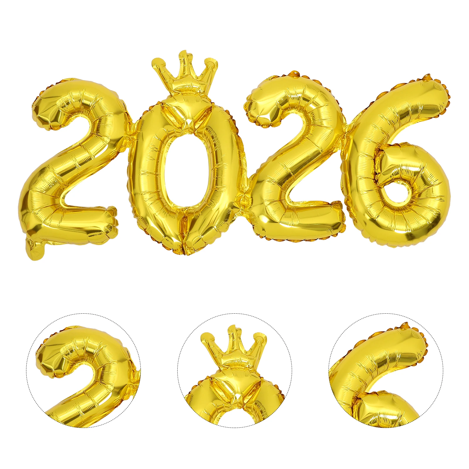

Large 5pcs 2026 Crown Number Foil Balloons Happy New Year Eve Party Decoration Photo Booth Props Supplies Christmas Home Decor