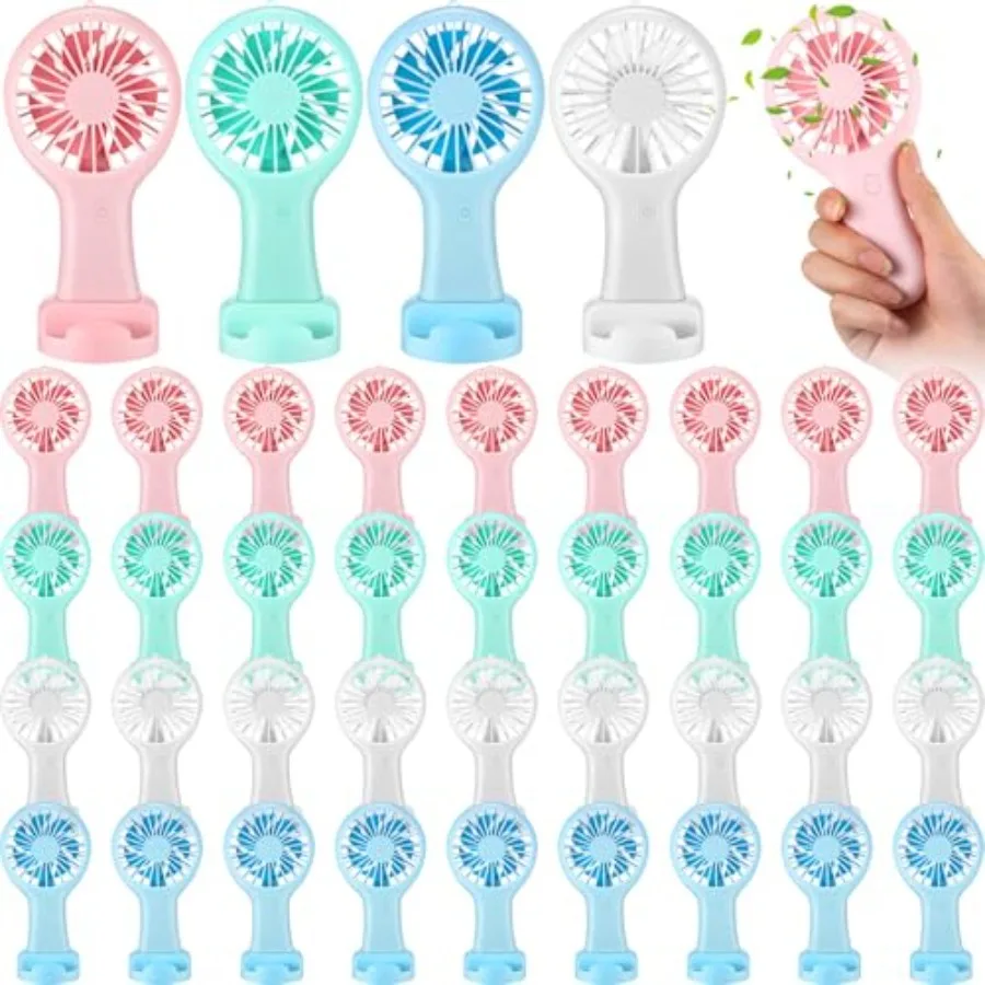 

Mini handheld fan for outdoor, beach, wedding, and desk use; ABS plastic body in pastel pink; ultra-compact, 3-speed, USB-recha