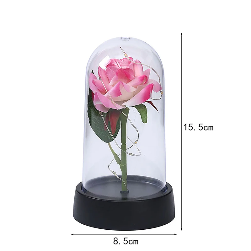 Fiore copertura in vetro creativo trasparente rosa luce notturna Base regalo di san valentino