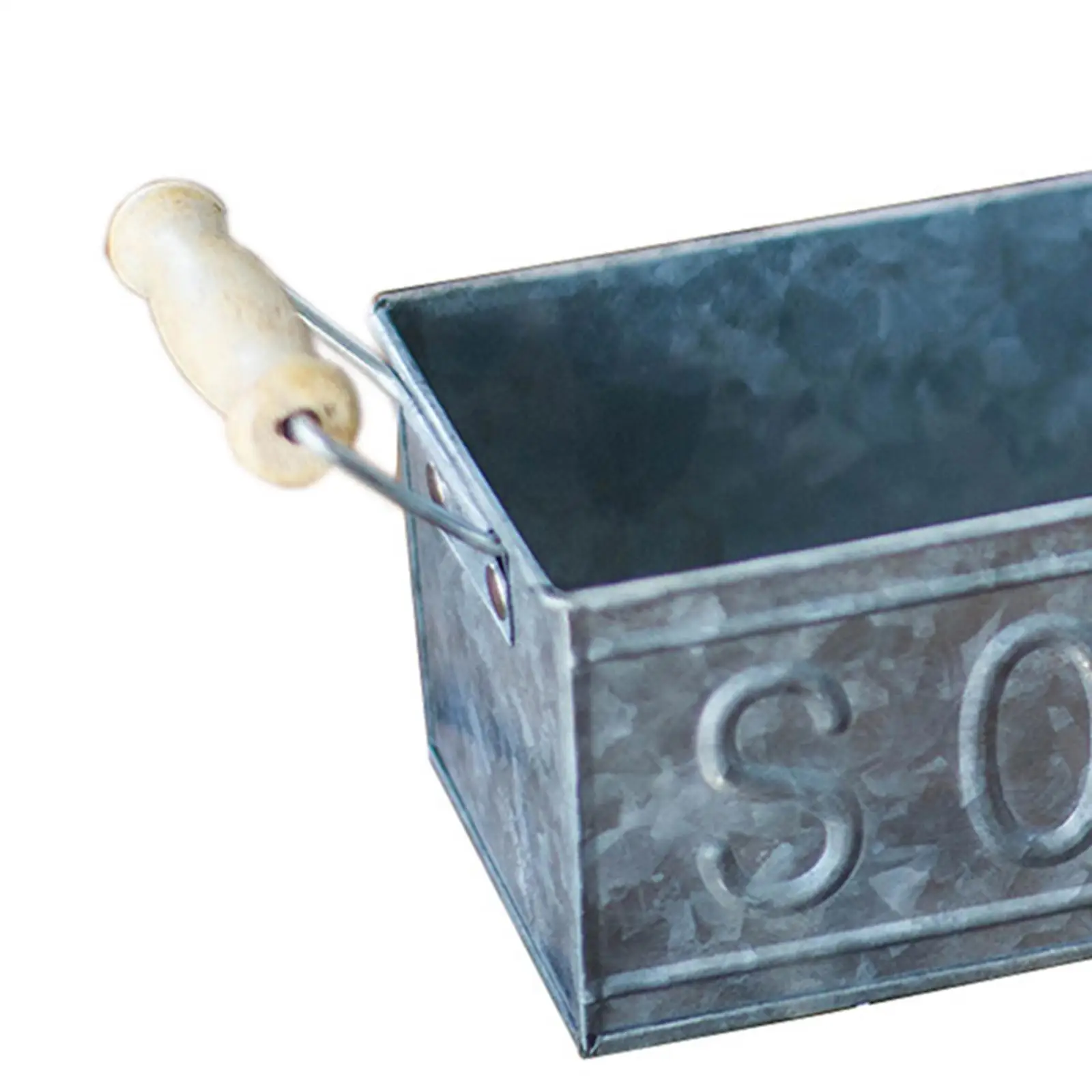 

Rustic Style Metal Planters Vase Holder with Wooden Handles for Balcony Home