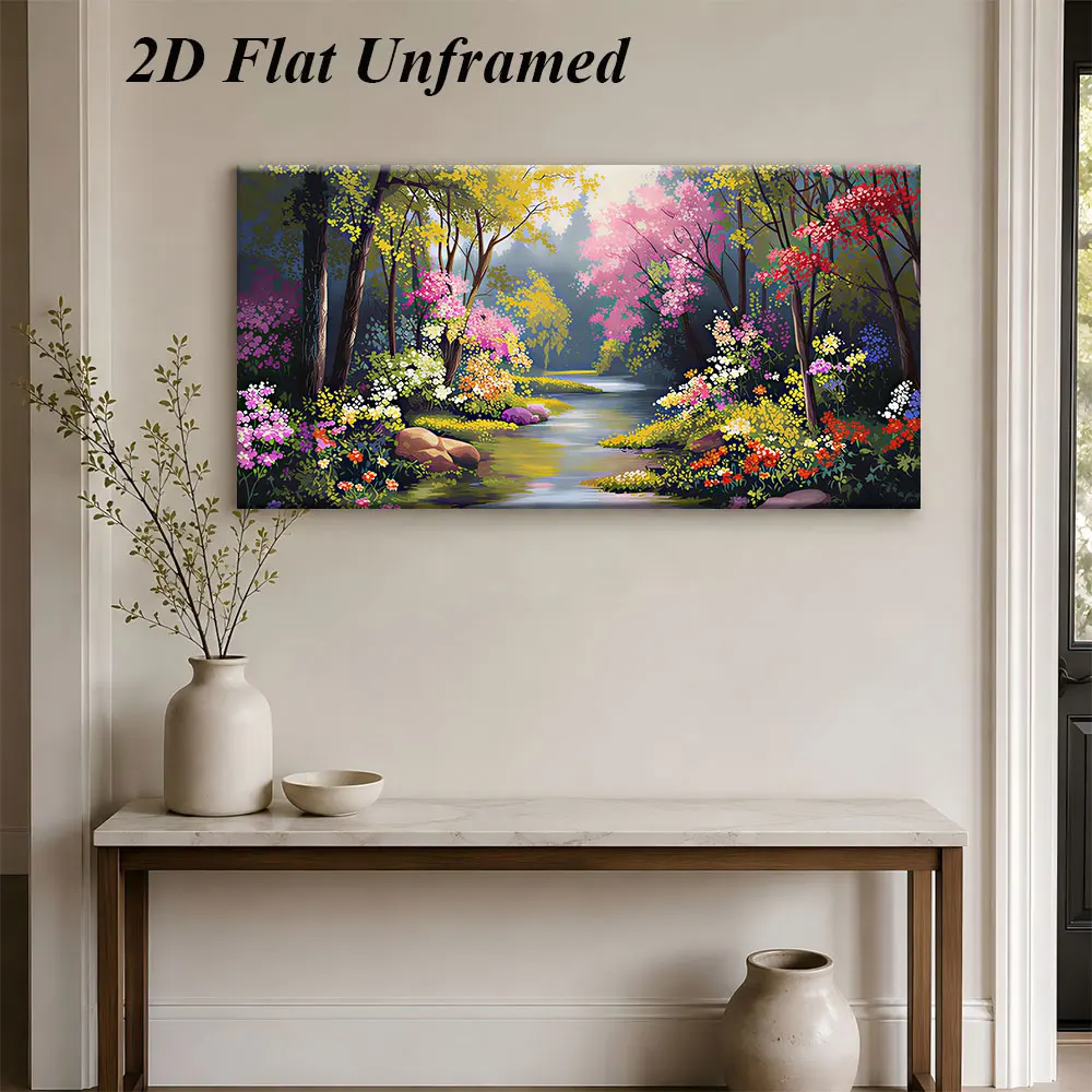 (1PC Unframe)1 modern minimalist forest stream frameless decorative painting living room bedroom study dining room background wa