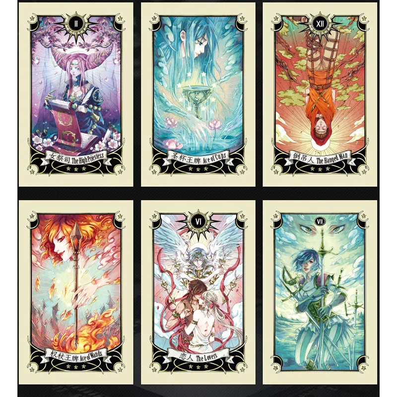 MANGA Tarot Cards Divination Cards Game 12*7cm Cards Chinese/English Version  Family/Friends