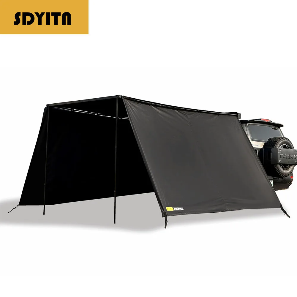 Outdoor Car Awning Tent with Black Coating Sunshade Cloth Window Screen Rainproof Portable Car Side Awning with UV Protection