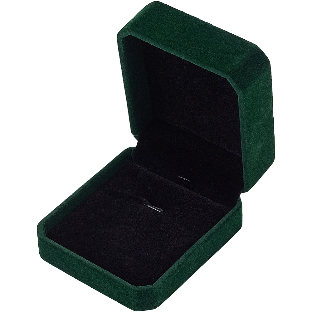 Dark Green Velvet Jewelry Box Necklace Box 3 Inch Small Single Travel Square Pendant Display Holder Organizer Case for Jewelry