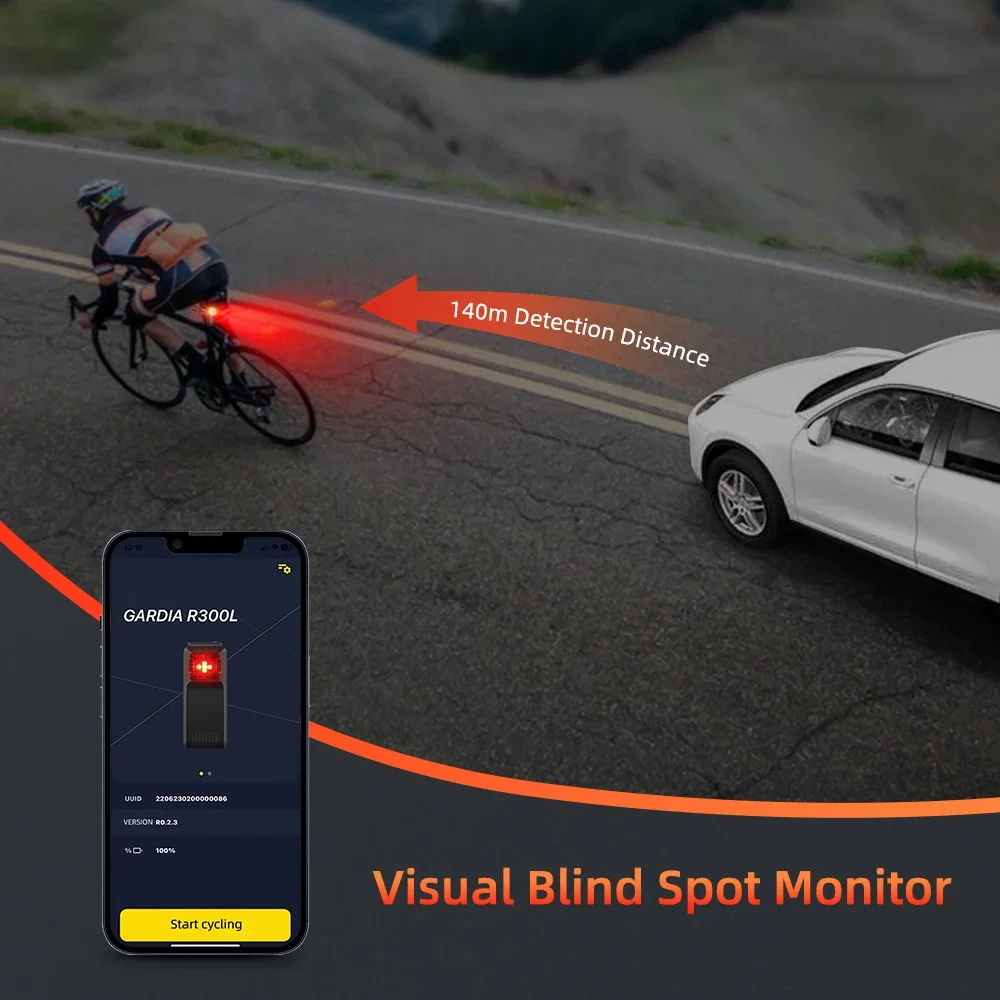 Sectyme Bicycle Smart Radar Tail Light Bike Safe Rear Lamp Blind Spot Monitor IPX6 Waterproof Brake Sensing Lamp 4 Lighting Mode