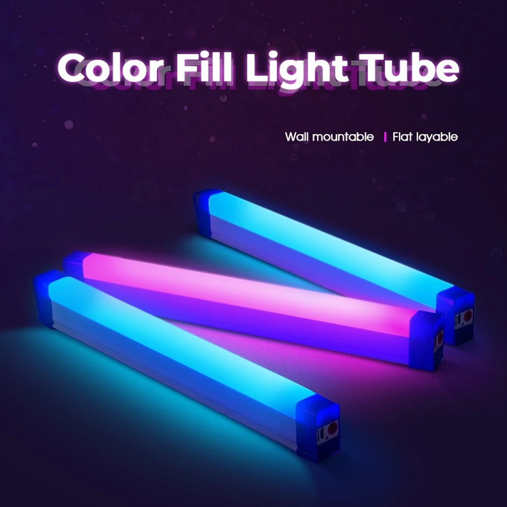 RGB LED Colorful Tube Light 17cm/32cm USB Charge Purple Blue Light Handheld Hanging Fill Lamp for Photo Live Streaming