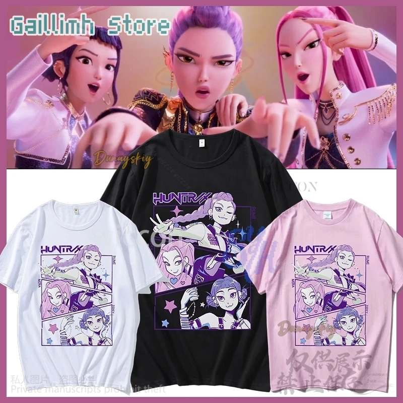 

Huntrix Rumi Mira Zoey Косплей Аниме Kpop Demon Girls Power Korea Groups Kawaii Милый мультфильм Комфортные цвета футболка Хэллоуин Cos