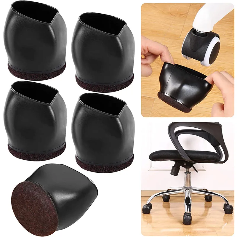 Chair Caster Floor Protectors Cups Office Chair Wheel Stopper Wheel Cover Anti-Scratch Felt Bottom Cups for Rolling Stool Table