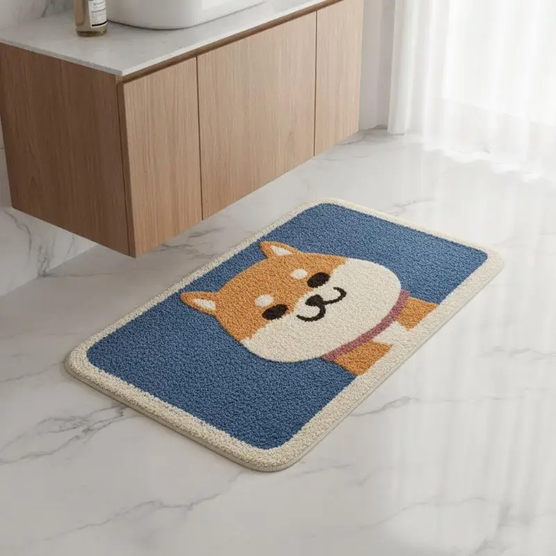 Cute Cat Print Bathroom Rug Soft Absorbent Bath Mat Non Slip Backing Floor Mat For Cat Lover Shower Room Home Table Decor