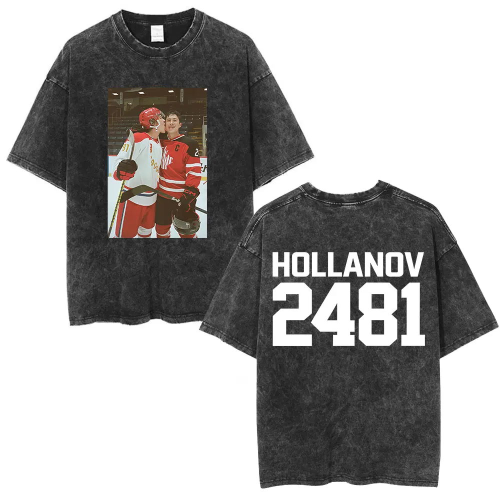 Heated Rivalry Vintage Washed T-shirts Shane Hollander‌ Ilya Rozanov Hollanov 2481 T-shirt Men Women Short Sleeves T Shirts Tops