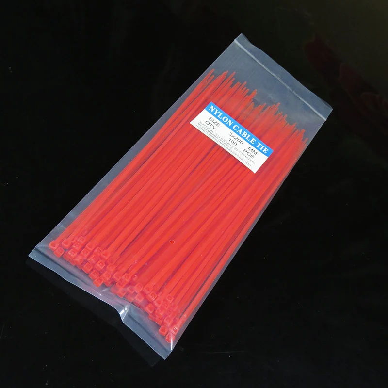 100Pcs 3*200Mm ล็อคด้วยตัวเอง Nylon Cable Ties 8นิ้ว10สีพลาสติก Zip Tie 18ปอนด์สายสีดำ Binding Wrap สายรัด UL Certified