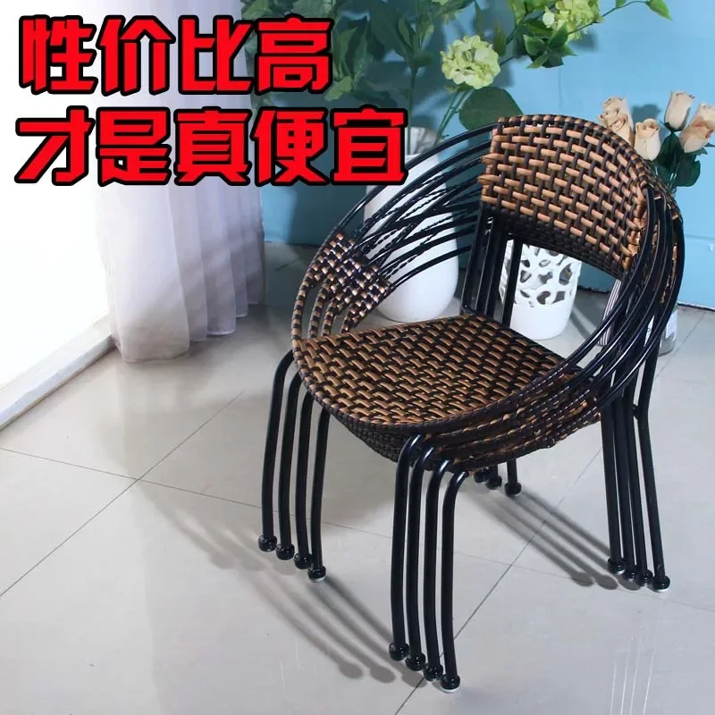 Small rattan chair back children's single leisure bamboo home adult pure hand-woven