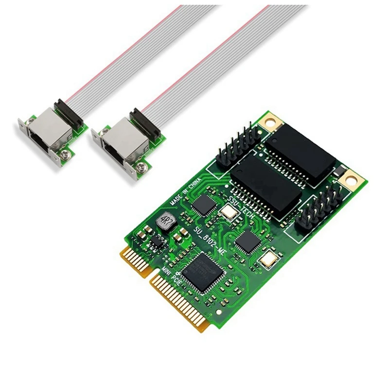 Mini PCI-E To 2Port Network Card 1000Mbps Gigabit Ethernet 10/100/1000M RJ45 LAN Network Adapter For Computer PC Easy Install