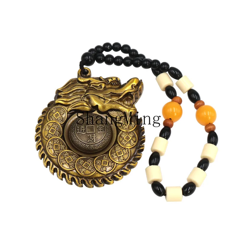 

PYH dragon pendant, twelve zodiac dragon lucky brass palm dragon handle piece, play around, retro tag handle