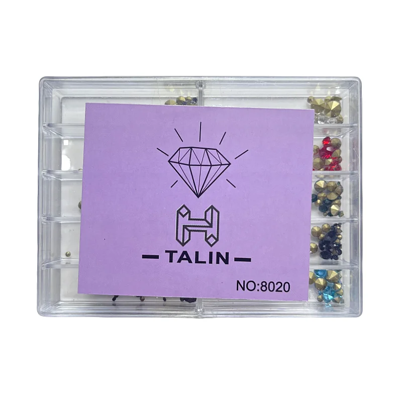 Watch Repair Accessories, Boxed White/Colored Rhinestones, 10 Grid Multi Size Set of Approximately 200 Pieces