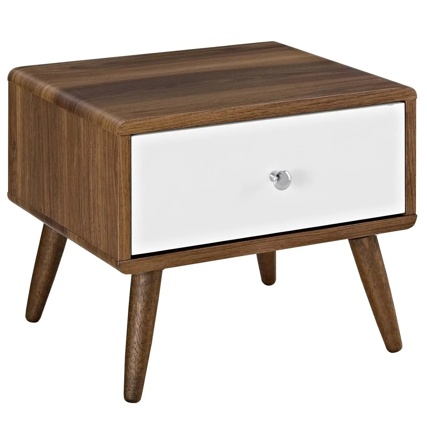 

Mid-Century Modern Nightstand Or Side Accent Table In Walnut, Customized