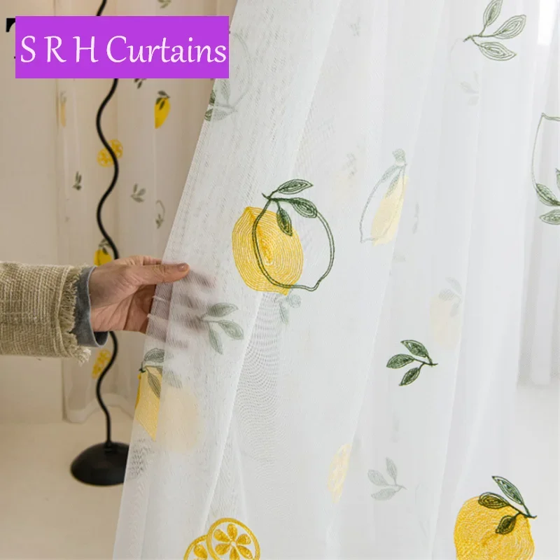 

Fruit Lemon Embroidery Bedroom Sheer Tulle Curtains For Kitchen Balcony Curtain Living Room Window Voile Floral Drapes Cortinas