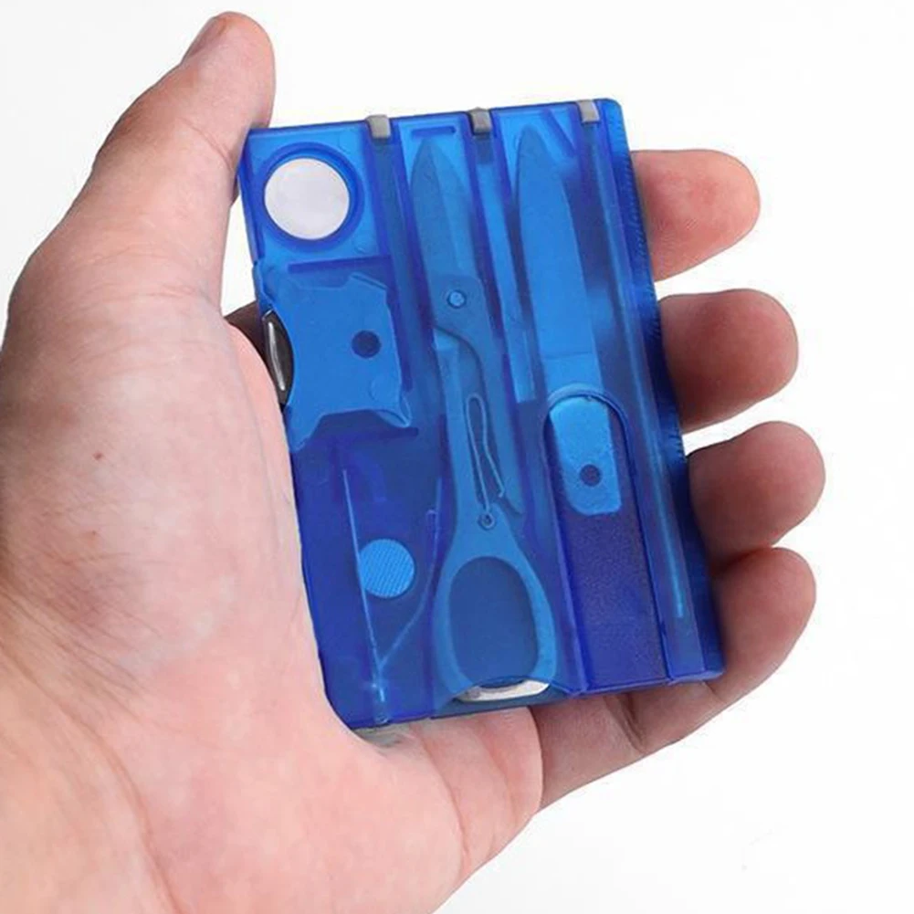Multi Functional Tool Card Portable Combination Tool Set Of 8 Outdoor Tool For Paper Cutting Screw Writing Lamp 8.5*5.5*0.5cm