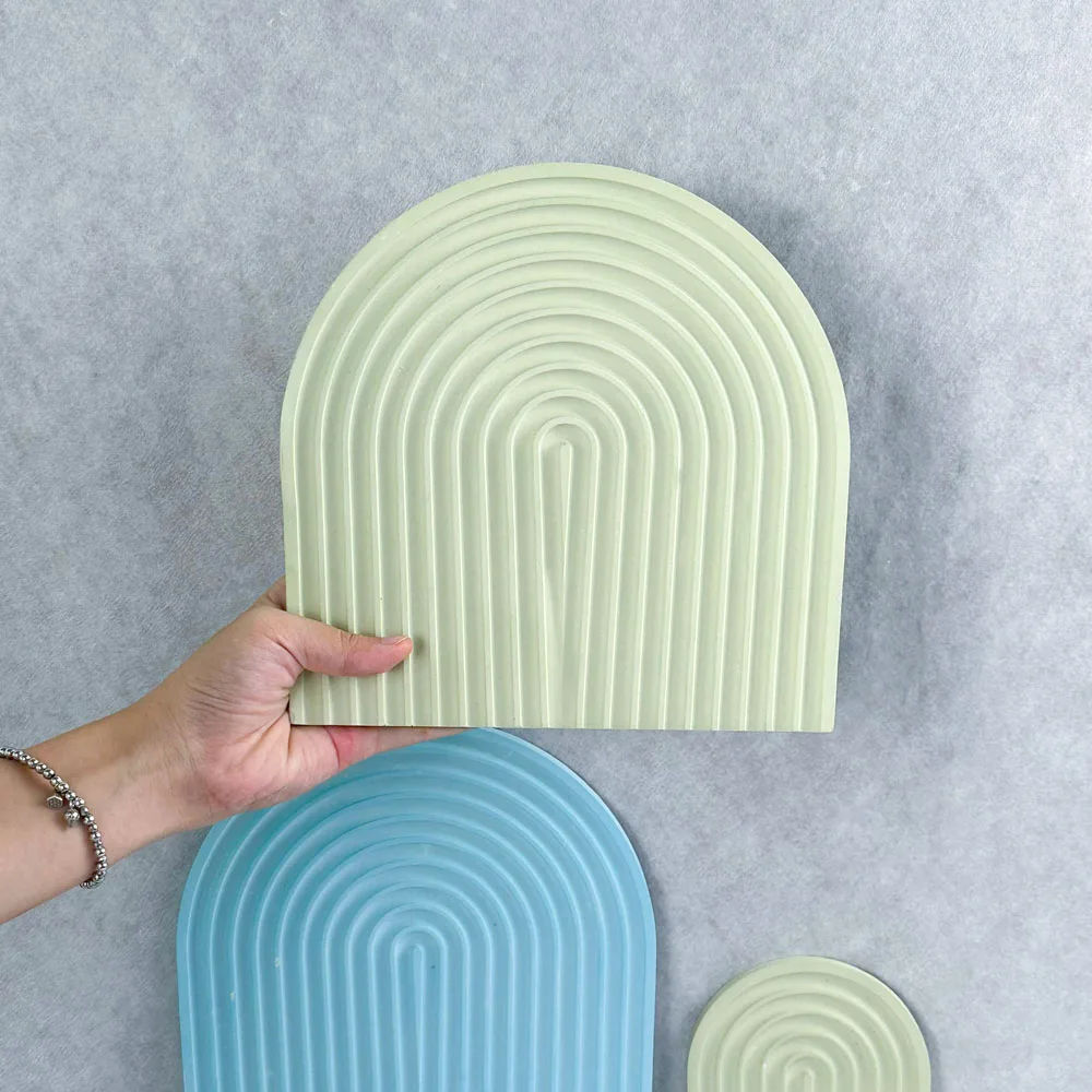 Arch Coaster Silicone Mold Striped Jewelry Storage Tray Crafts Molds Plaster Resin Concrete Display Plate Making Home Decor