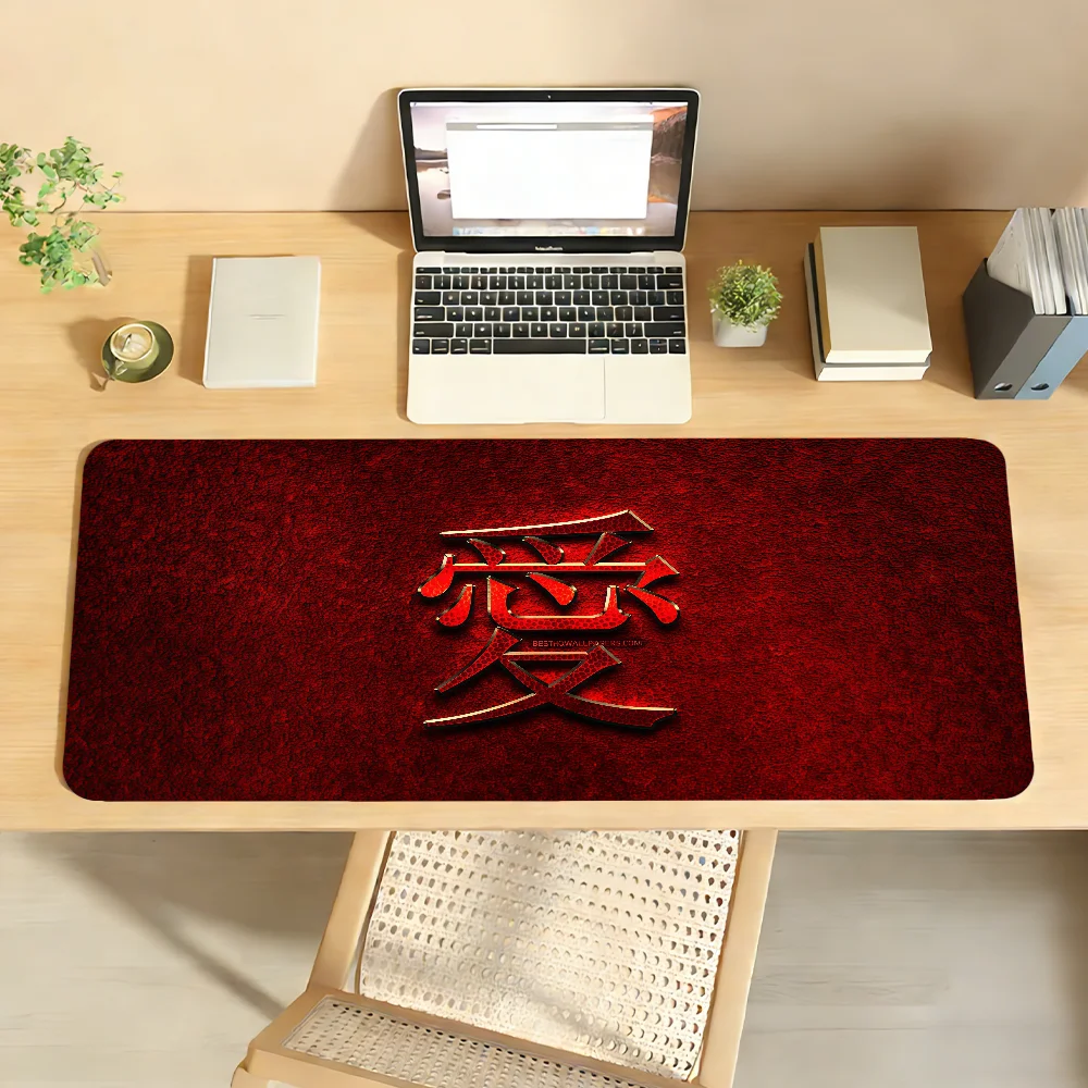 

Коврик для мыши с китайскими иероглифами, нескользящий, с фиксированным краем, для ПК и ноутбуков, резиновый, для офиса, клавиатуры, большой игровой коврик XXL