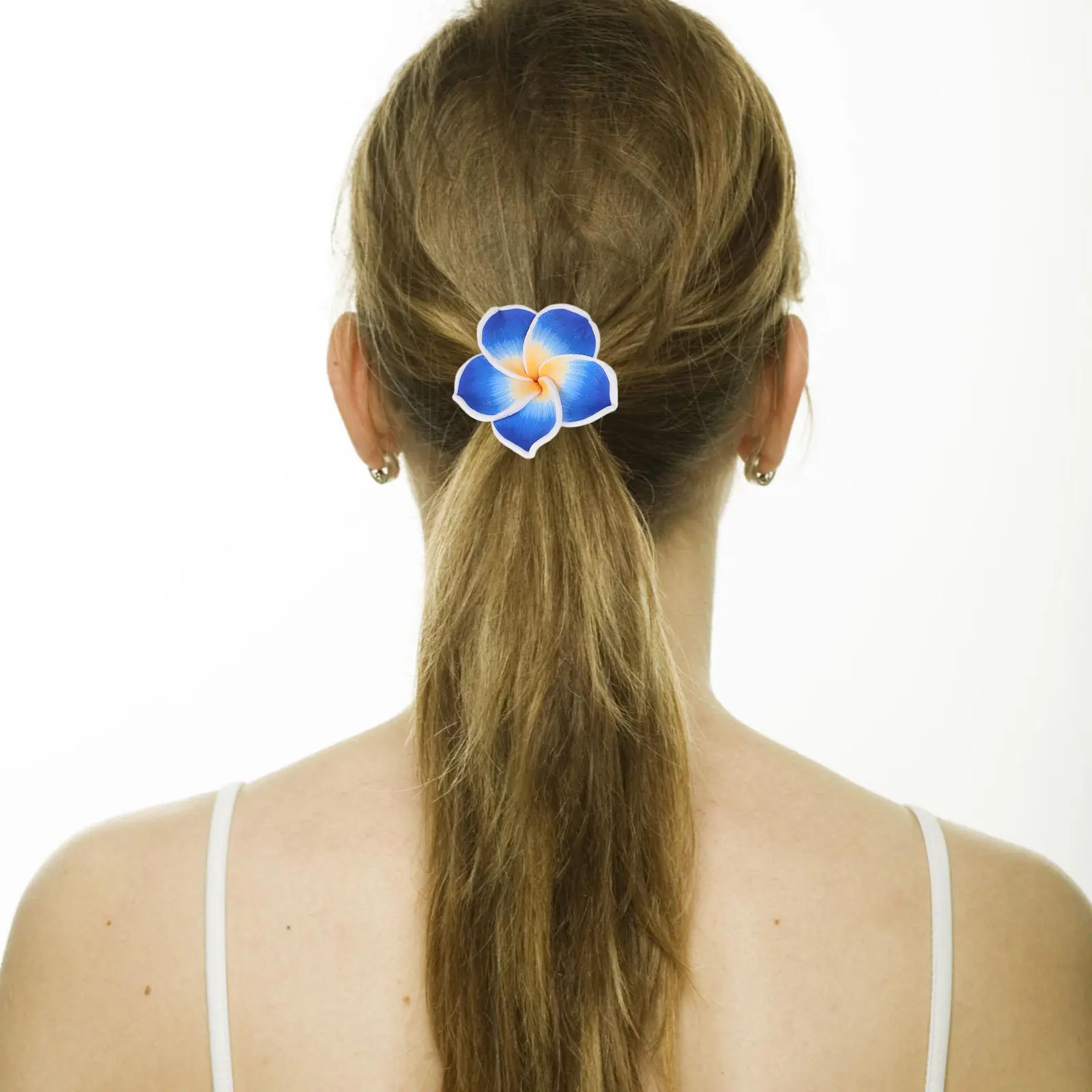 12Pcs Frangipani Shape Hair Band Flower Hair Rope for Ladies Girls 6 Assorted Colors 2 Per Color Ideal for Beach Festival