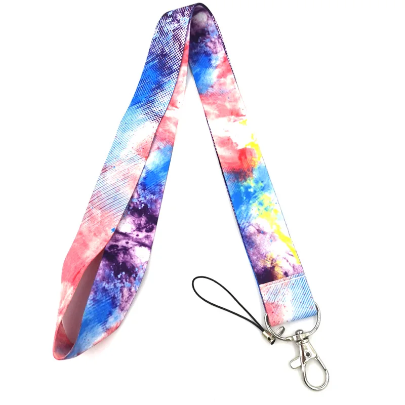 Watercolor Texture Printed Neck Straps Keychain Cool Lanyard For Keys USB ID Badge Holder Keycord Mobile Phone Rope Accessories