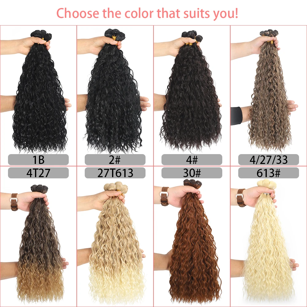 Synthetic Curly Hair Bundles Water Wave Hair Extension 1PCS/Pack 50g red-orange Color Gold Heat Resistant Fiber Kinky Curly Hair