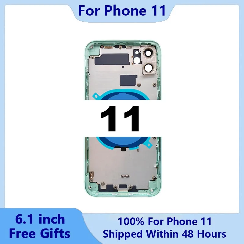 Rear Housing For iPhone 11 With Free Gifts,Battery Back Cover+Middle Chassis Frame+SIM Tray+Side Key Parts+Tools+Adhesive