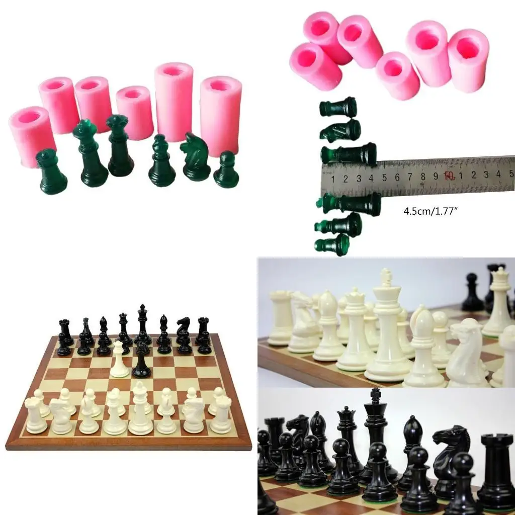 

J78F International Chess Pieces Checker Mould for Resin Casting Epoxy Silicone Molds