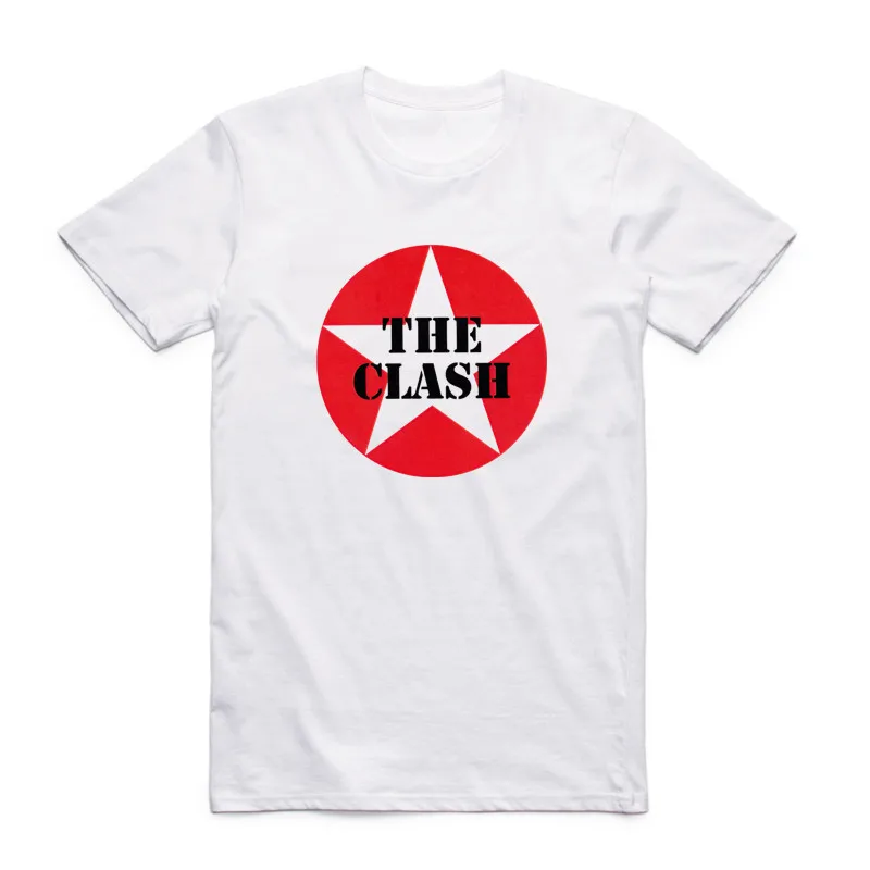 

2025 2019 New Fashion Print The Clash London Calling Men White T Shirt Rock Band Summer Casual Short Sleeves O Neck Tshirt