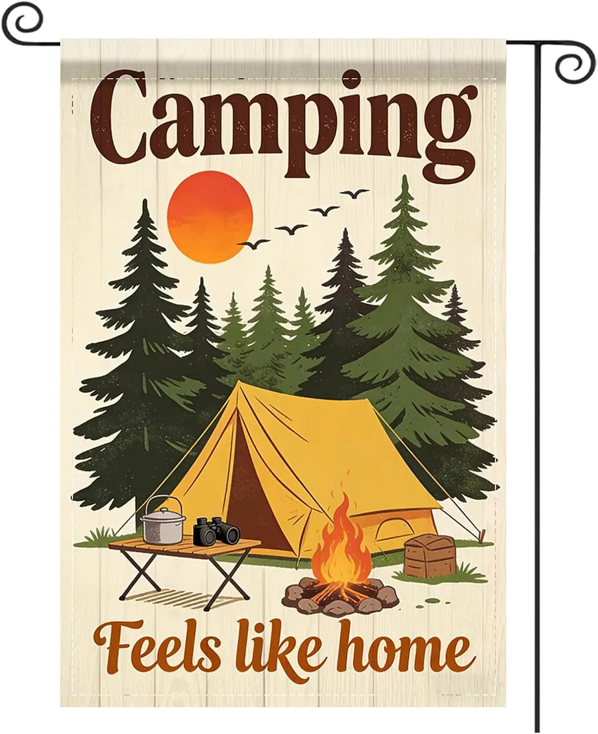 Nuxovilar Forest Tent Camping Polyester Garden Flag, 12×18inch, Rustic Campsite Cozy Vibe Decor, Nature Camping Flag ZZM