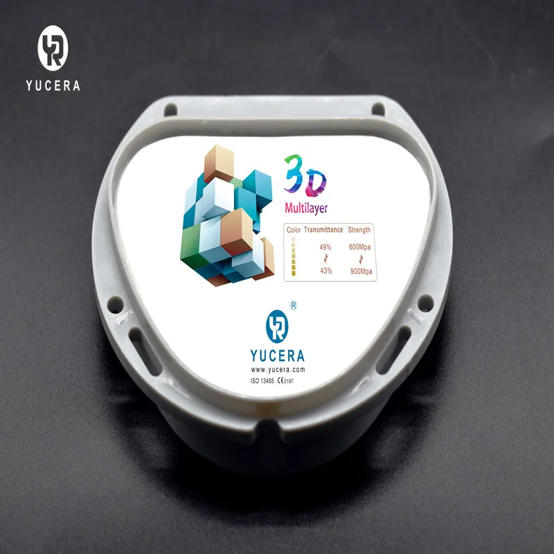 

Yucera Dental Zirconia Block Cad Cam Lab 3D High Translucency 3d Multilayer 89*25 MM BL2 Preshaded Zir Disc