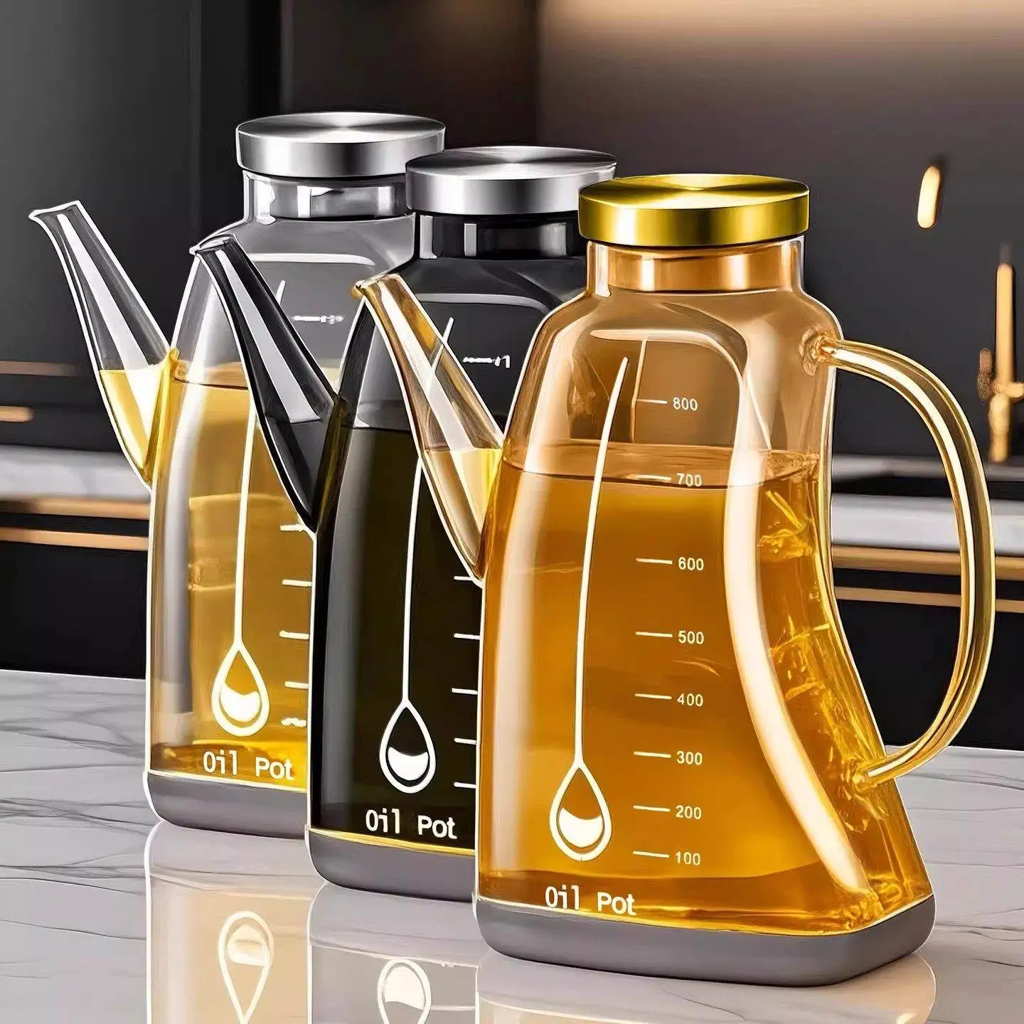 Botella de aceite para cocina 2026, nueva, elegante, para comedor, dispensador de aceite de vidrio sin goteo, tarro de aceite, botella de salsa de soja y vinagre, estilo chino simple con S...