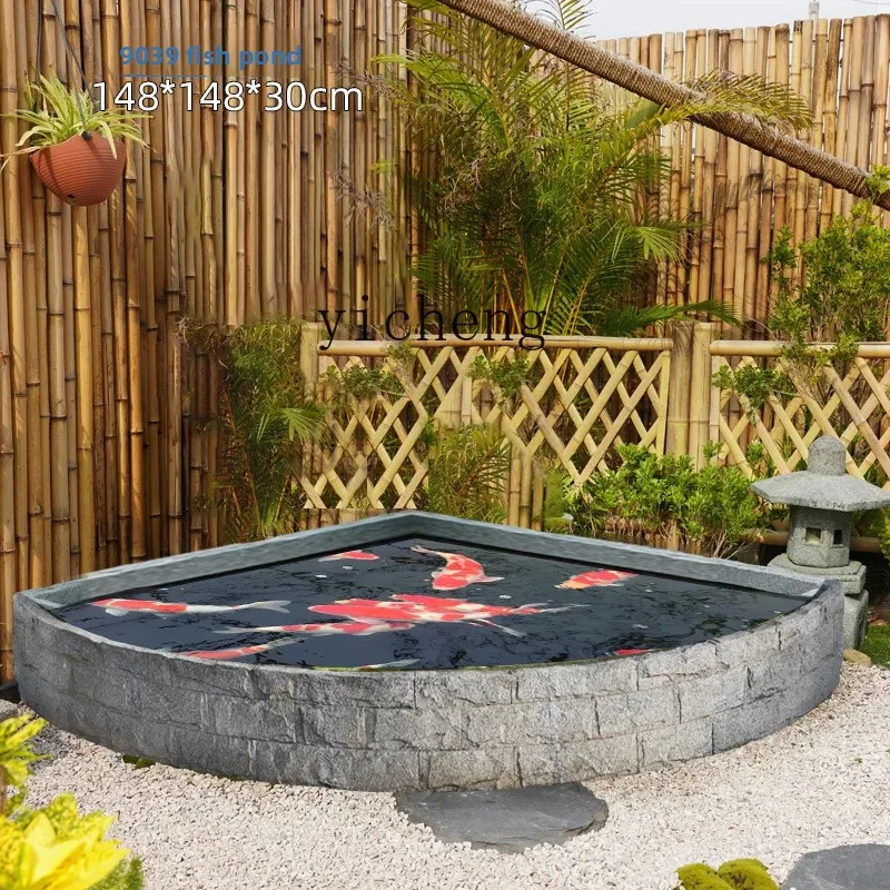 

Outdoor Courtyard Fish Pond Rockery Water Flow Fountain Fan-shaped Fish Tank Landscaping Ornament