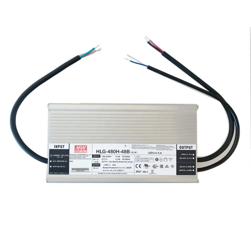 Meanwell 480W hlg-480h-48b hlg-480h-24b hlg-480h-30 hlg-480h-36 hlg-480h-42 hlg-480h-54 10v pwm timer dimmable LED Power Supply