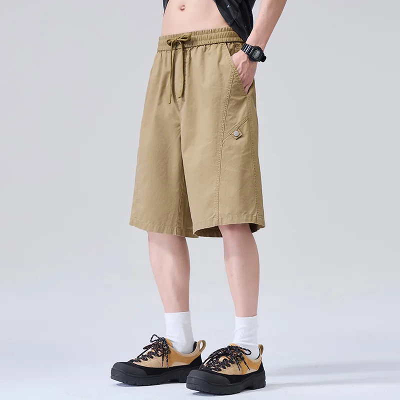 Fashion Pure Cotton Tooling Five-point Pants Men's Summer New Loose Wide-leg Sports Casual Shorts