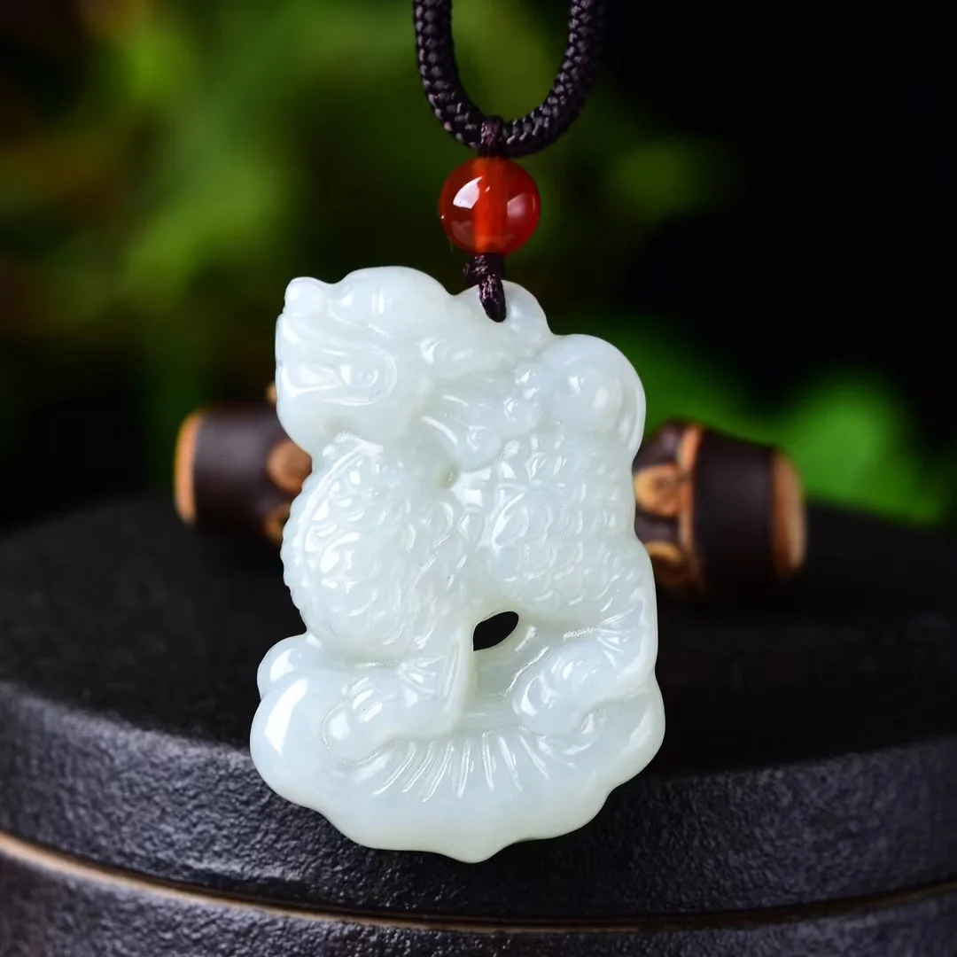 Exquisite Hetian Jade Lucky Pixiu Pendant 25*38*8mm Jewelry 3355#