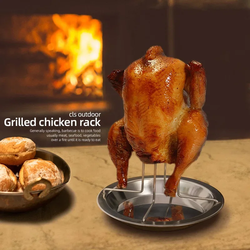 Grilled Chicken Rack Stainless Steel Roast Chicken Tool Outdoor BBQ Picnic Accesorios Whole Chicken Cookware