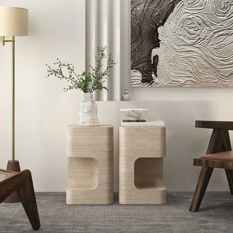 

Natural marble bedroom bedside table living room side table