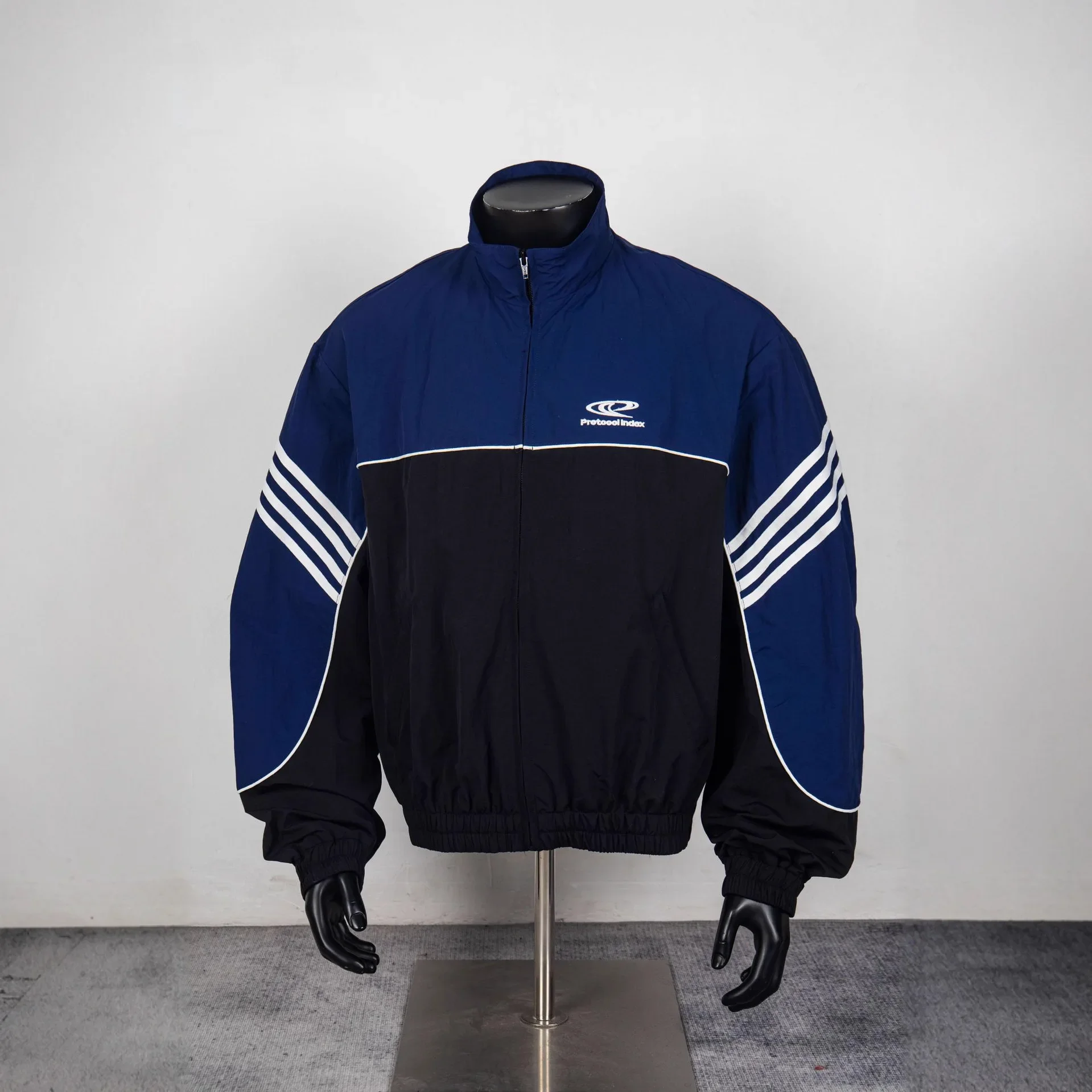 Protocol index  stripe  reflective  color-matching  sportswear  zipper  jacket  coat