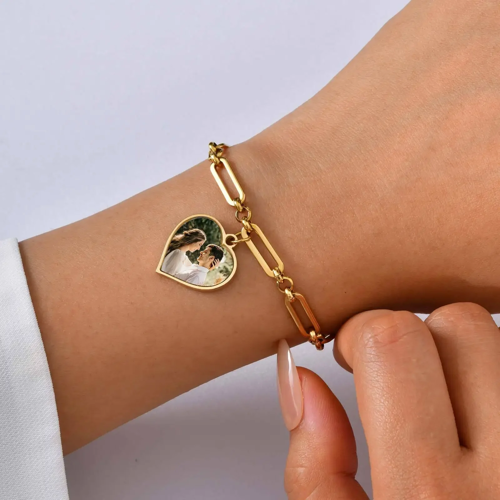 Personalized Picture Photo Bracelets for Women, Custom Locket Charm Chain Bracelet, Inspirational Memorial Christmas Gift
