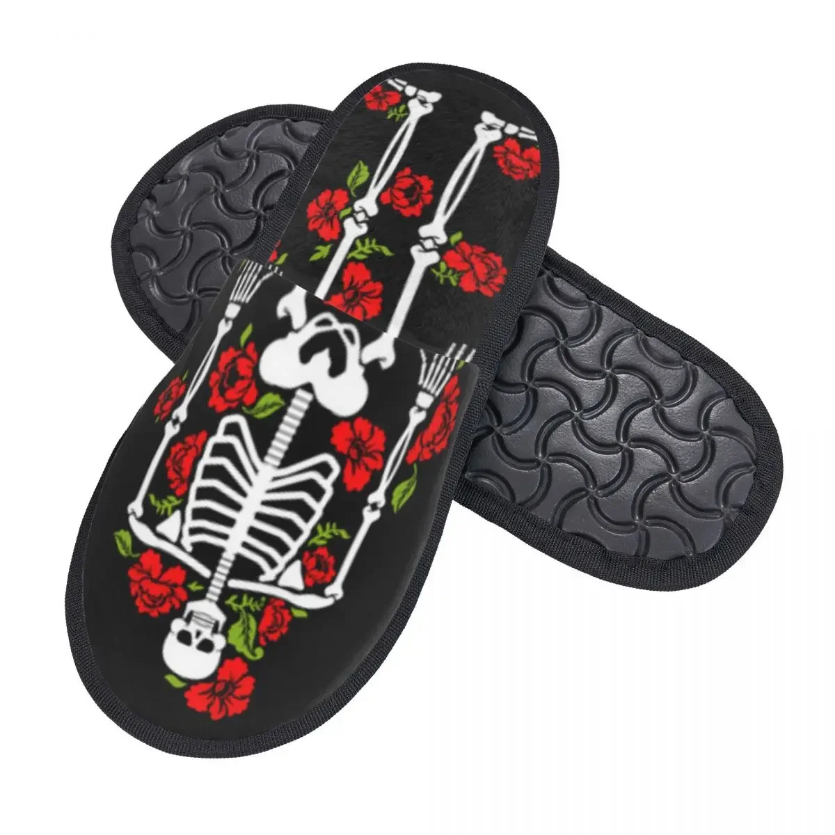 Winter Slipper Woman Man Fluffy Warm Slippers Skeleton And Flowers House Slippers Shoes