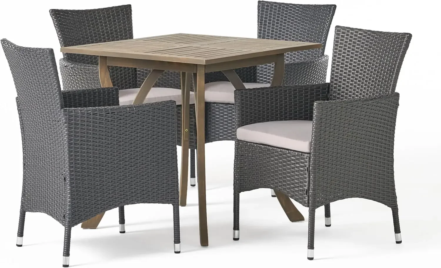 \Danby Outdoor 5 Piece Wood and Wicker Dining Set, 23.25 